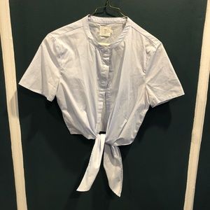 Crop button down tie waist shirt. EUC.